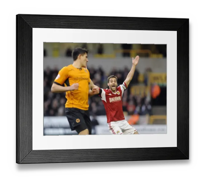 Framed Print : Bristol City's Sam Baldock Protests Referee Decision During Wolves vs. Bristol City (January 25, 2014) Framed Print : Bristol City's Sam Baldock Protests Referee Decision During Wolves vs. Bristol City (January 25, 2014)
