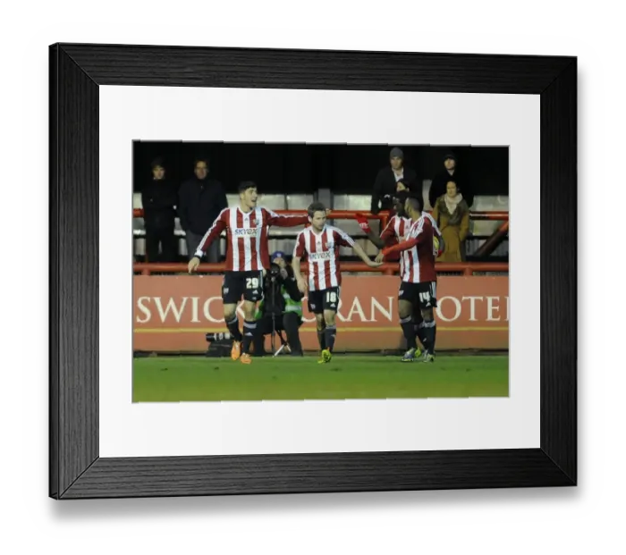 Framed Print : Brentford Celebrates Alan Judge's Goal Against Bristol City, January 2014
