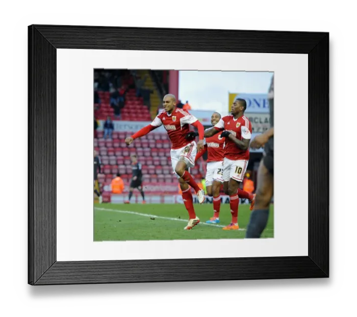 Framed Print : Marvin Elliott's Euphoric Goal Celebration: A Thrilling Moment from Bristol City's Victory over Carlisle United (February 1, 2014) Framed Print : Marvin Elliott's Euphoric Goal Celebration: A Thrilling Moment from Bristol City's Victory over Carlisle United (February 1, 2014)