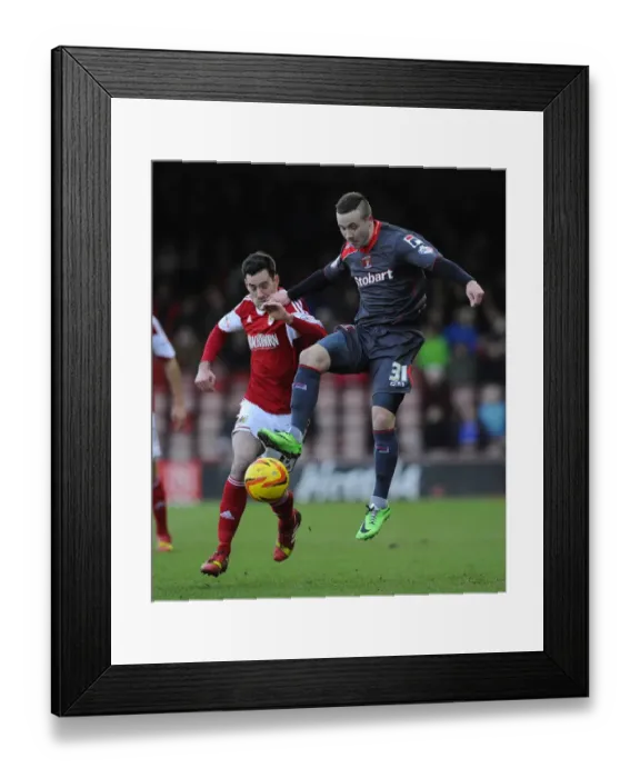 Framed Print : Battling for Supremacy: Greg Cunningham vs. Michael Drennan in Bristol City vs. Carlisle United (Sky Bet League One, 2014) Framed Print : Battling for Supremacy: Greg Cunningham vs. Michael Drennan in Bristol City vs. Carlisle United (Sky Bet League One, 2014)