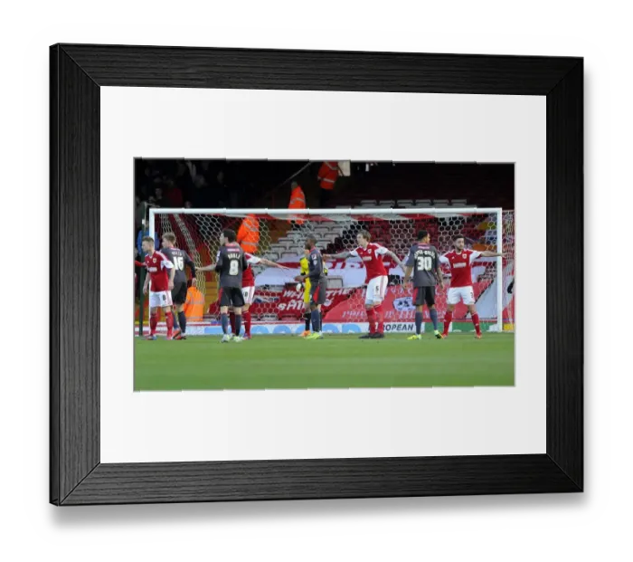 Framed Print : Defensive Stance: Bristol City Players Prepare for Carlisle United Corner, Ashton Gate, 2014 Framed Print : Defensive Stance: Bristol City Players Prepare for Carlisle United Corner, Ashton Gate, 2014