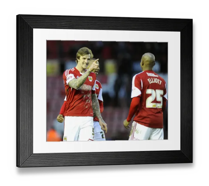 Framed Print : Aden Flint and Marvin Elliott's Jubilant Moment: Bristol City's Victory over Carlisle United (01-02-2014) Framed Print : Aden Flint and Marvin Elliott's Jubilant Moment: Bristol City's Victory over Carlisle United (01-02-2014)