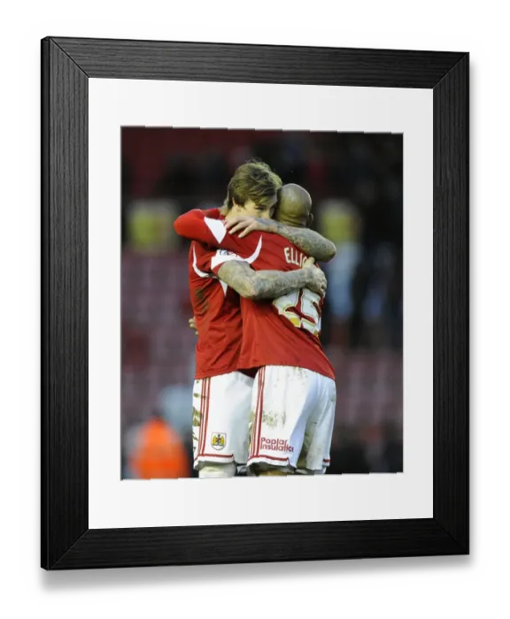 Framed Print : Aden Flint and Marvin Elliott Celebrate Bristol City's Victory over Carlisle United Framed Print : Aden Flint and Marvin Elliott Celebrate Bristol City's Victory over Carlisle United