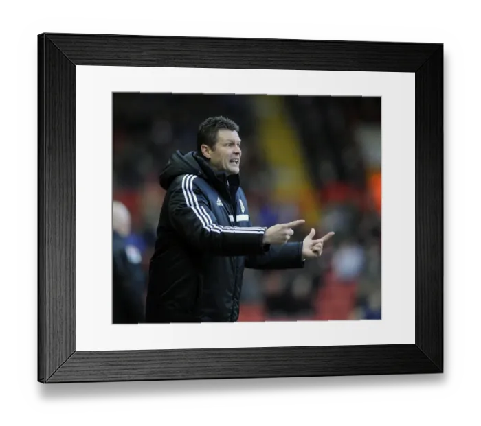 Framed Print : Steve Cotterill: Leading the Charge for Bristol City on the Football Field against Carlisle United, 2014
