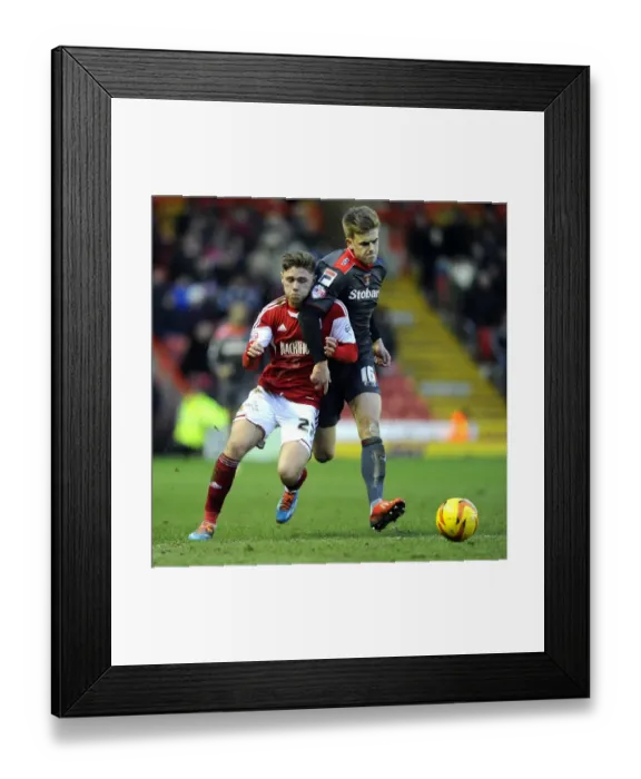Framed Print : Battling Wings: Wes Burns vs Brad Potts - A Football Rivalry at Ashton Gate Framed Print : Battling Wings: Wes Burns vs Brad Potts - A Football Rivalry at Ashton Gate