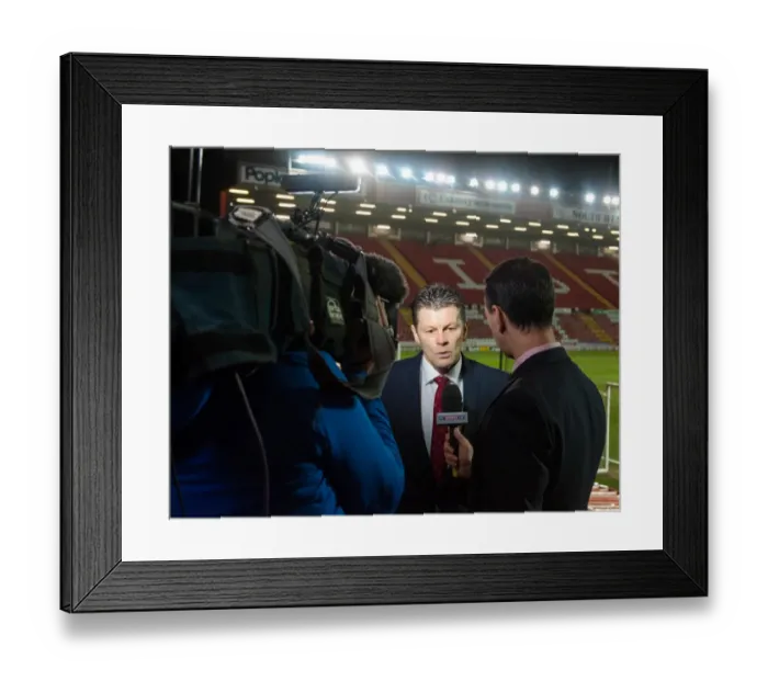 Framed Print : Steve Cotterill, Bristol City Manager: Pre-Game Interview on Sky Sports HD (Bristol City vs Coventry City, 04 / 02 / 2014, Sky Bet League One)