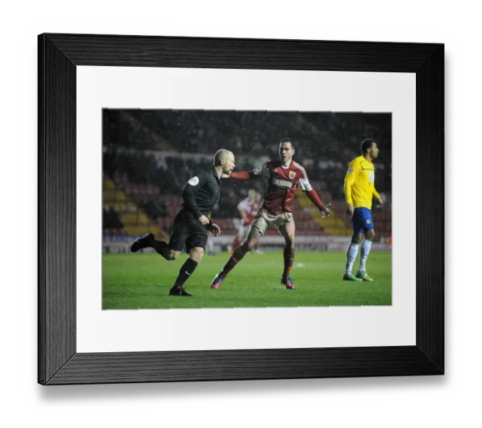 Framed Print : Bristol City vs Coventry City: Greg Cunningham's Contentious Dispute with the Referee Framed Print : Bristol City vs Coventry City: Greg Cunningham's Contentious Dispute with the Referee