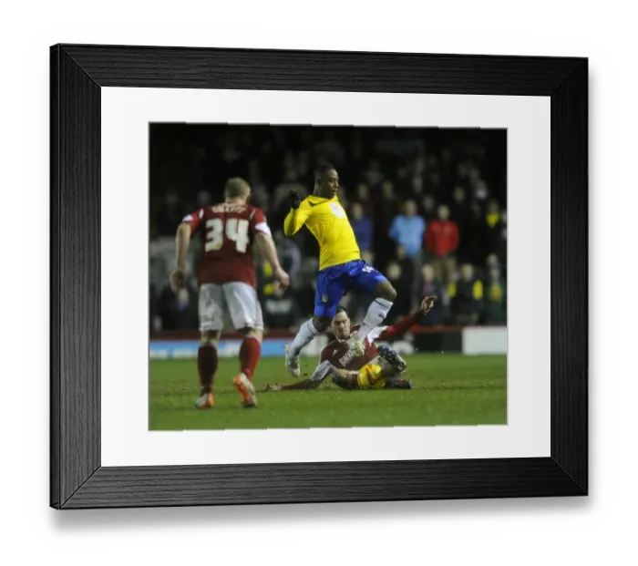 Framed Print : Clash at Ashton Gate: Moussa vs. Cunningham - Football Rivalry Unfolds Framed Print : Clash at Ashton Gate: Moussa vs. Cunningham - Football Rivalry Unfolds