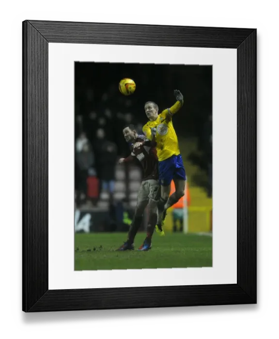 Framed Print : Clash in the Air: Cunningham vs. Baker in Bristol City vs. Coventry City Football Match, February 2014 Framed Print : Clash in the Air: Cunningham vs. Baker in Bristol City vs. Coventry City Football Match, February 2014