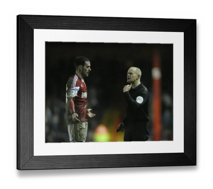 Framed Print : Bristol City's Greg Cunningham in Referee Discussion with Andy Woolmer during Bristol City vs Coventry City, Sky Bet League One match at Ashton Gate Framed Print : Bristol City's Greg Cunningham in Referee Discussion with Andy Woolmer during Bristol City vs Coventry City, Sky Bet League One match at Ashton Gate