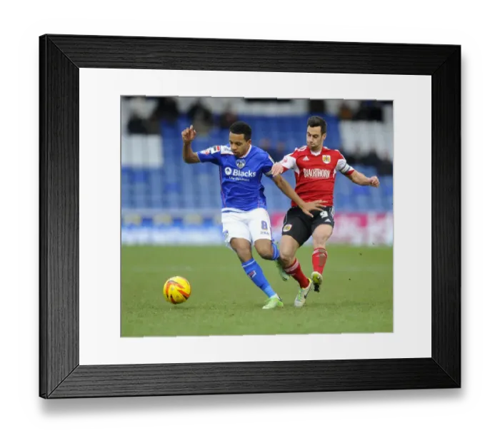 Framed Print : Battling for Supremacy: Sam Baldock vs. Korey Smith in Oldham Athletic vs. Bristol City Football Match, February 8, 2014 Framed Print : Battling for Supremacy: Sam Baldock vs. Korey Smith in Oldham Athletic vs. Bristol City Football Match, February 8, 2014