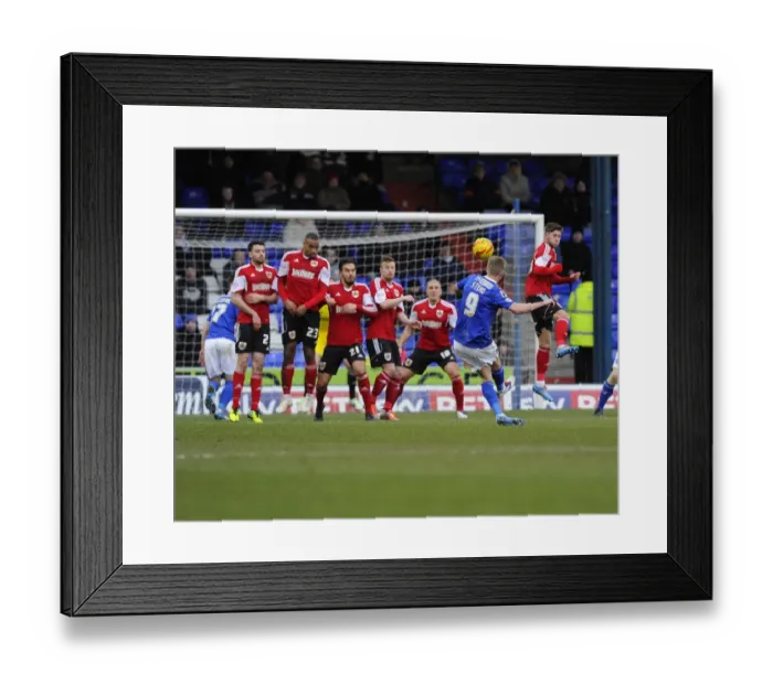 Framed Print : Stead's Missed Free-Kick: Oldham Athletic vs. Bristol City, 08-02-2014