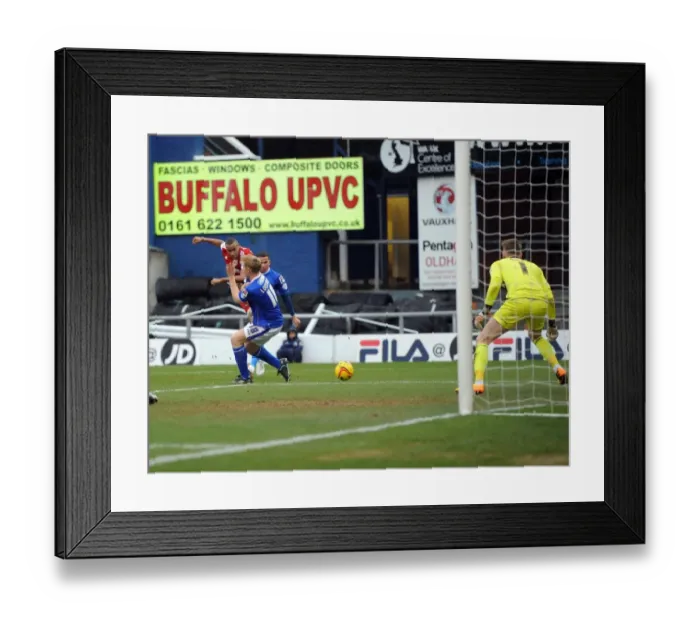 Framed Print : Tyrone Barnett's Shot: Oldham Athletic vs. Bristol City, Sky Bet League One Framed Print : Tyrone Barnett's Shot: Oldham Athletic vs. Bristol City, Sky Bet League One
