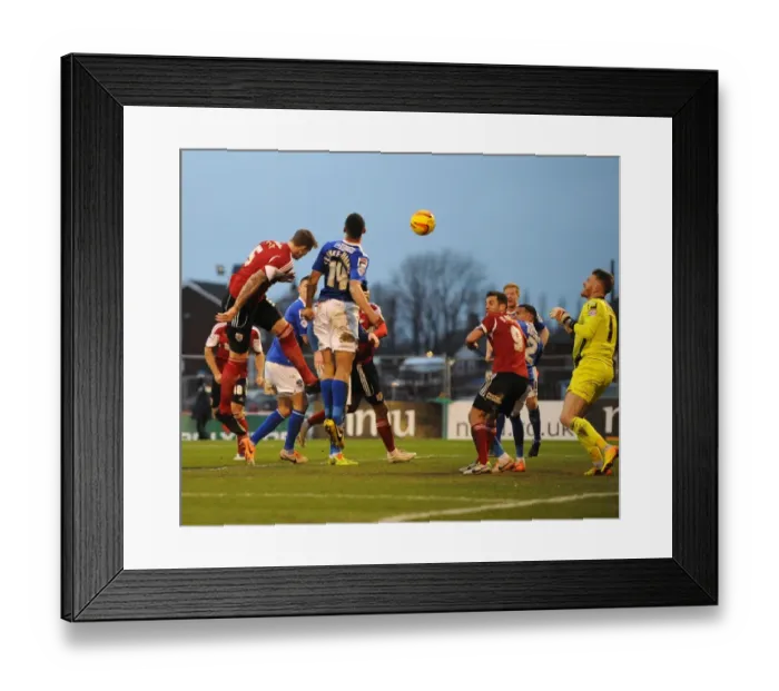 Framed Print : Aden Flint's Late Threat: Oldham Athletic vs. Bristol City, Sky Bet League One