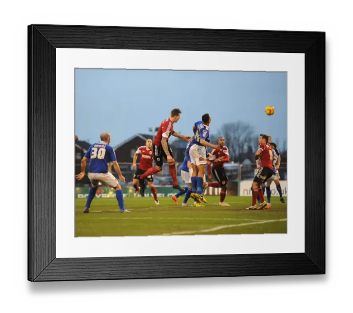 Framed Print : Aden Flint's Late Chance: Oldham Athletic vs. Bristol City, Sky Bet League One Framed Print : Aden Flint's Late Chance: Oldham Athletic vs. Bristol City, Sky Bet League One