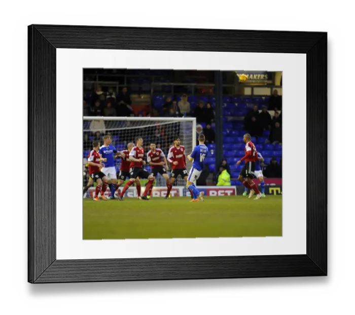 Framed Print : Late Drama at Boundary Park: James Wilson's Thrilling Overhead Kick Goes Wide for Oldham Athletic Against Bristol City Framed Print : Late Drama at Boundary Park: James Wilson's Thrilling Overhead Kick Goes Wide for Oldham Athletic Against Bristol City