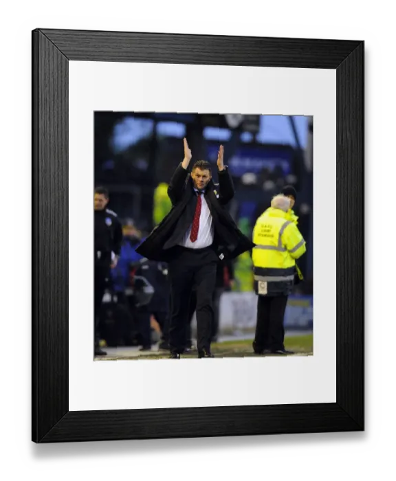 Framed Print : Steve Cotterill Appreciates Bristol City Fans at Oldham Athletic Game, February 8, 2014 Framed Print : Steve Cotterill Appreciates Bristol City Fans at Oldham Athletic Game, February 8, 2014
