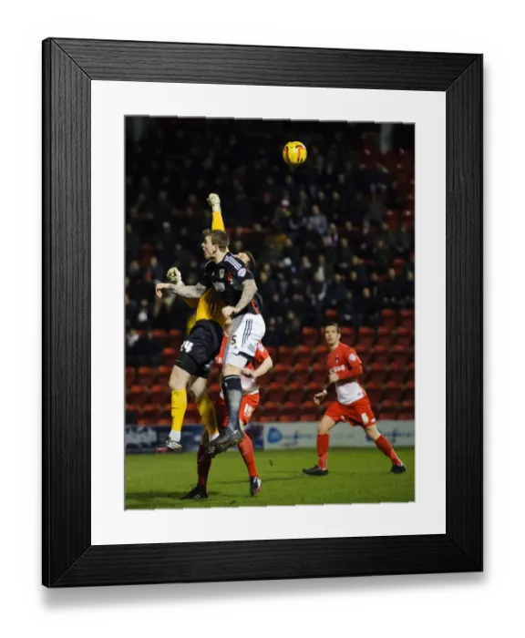 Framed Print : Clash in the Air: Aden Flint vs. Shwan Jalal in Leyton Orient vs. Bristol City Football Rivalry