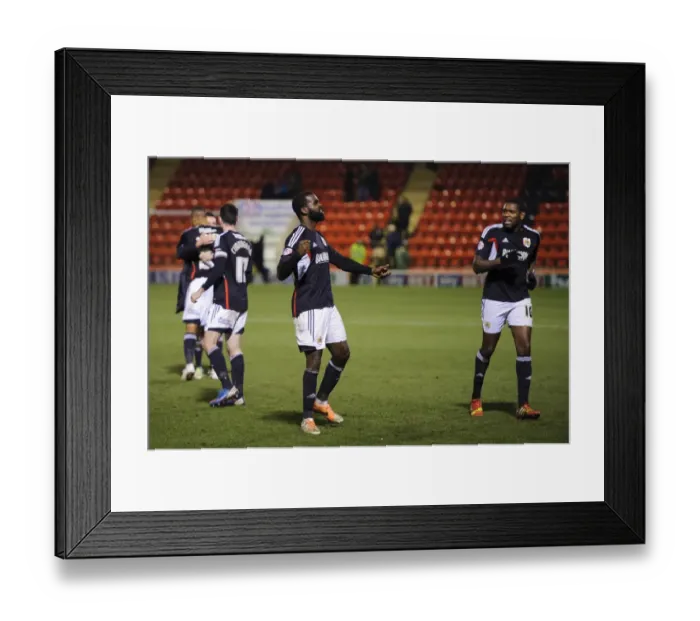 Framed Print : Bristol City's Osborne and Emmanuel-Thomas Celebrate 1-3 Victory Over Leyton Orient Framed Print : Bristol City's Osborne and Emmanuel-Thomas Celebrate 1-3 Victory Over Leyton Orient