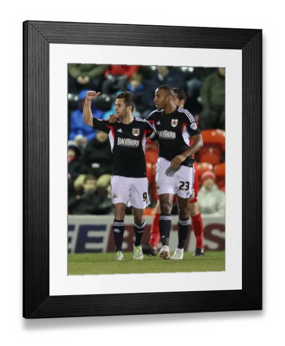 Framed Print : Bristol City's Sam Baldock and Tyrone Barnett Celebrate Goal vs Leyton Orient, February 11, 2014 Framed Print : Bristol City's Sam Baldock and Tyrone Barnett Celebrate Goal vs Leyton Orient, February 11, 2014