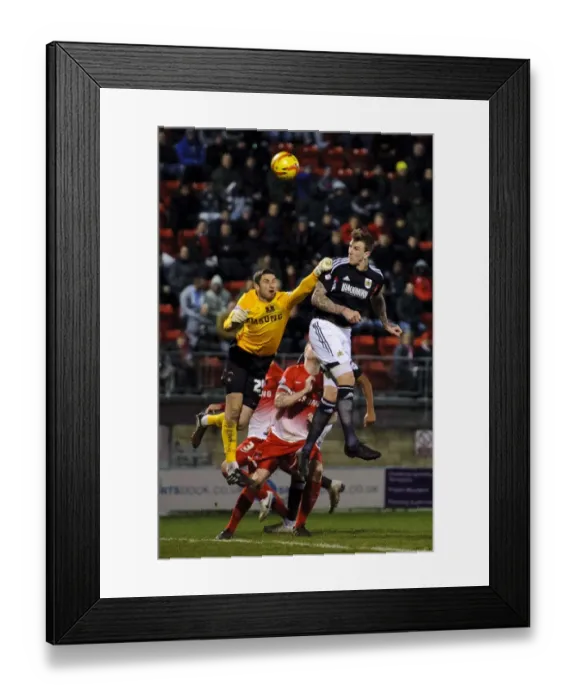 Framed Print : Aden Flint's Header: The Decisive Goal for Bristol City against Leyton Orient (11 / 02 / 2014) Framed Print : Aden Flint's Header: The Decisive Goal for Bristol City against Leyton Orient (11 / 02 / 2014)