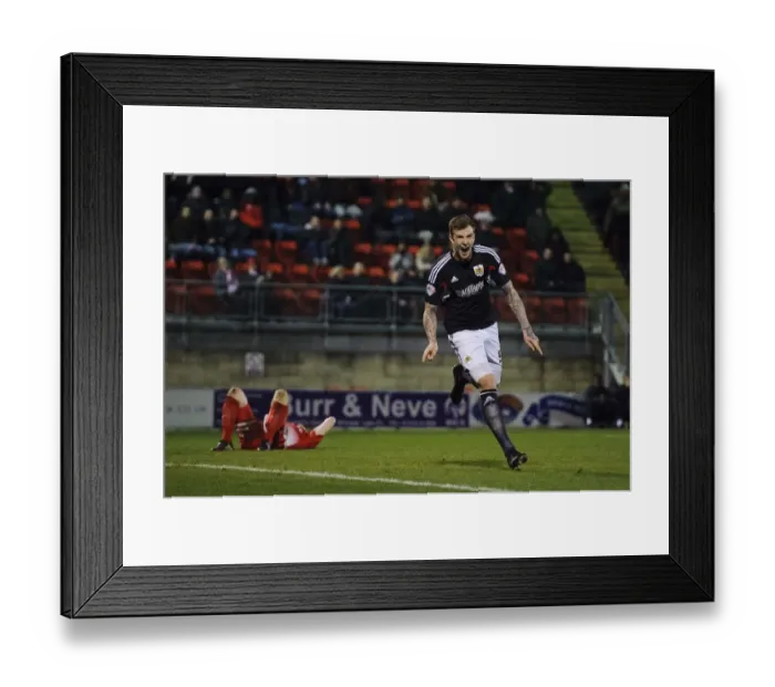 Framed Print : Aden Flint's Triple: Bristol City's Defender Celebrates Goal Number 3 Against Leyton Orient Framed Print : Aden Flint's Triple: Bristol City's Defender Celebrates Goal Number 3 Against Leyton Orient