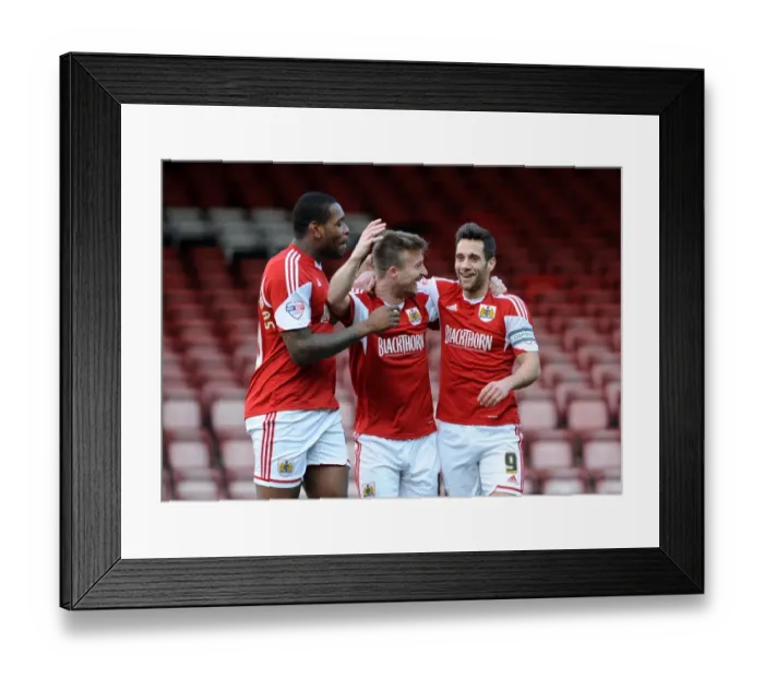 Framed Print : Bristol City's Sam Baldock Scores and Celebrates with Team Mates Against Tranmere Rovers, Sky Bet League One, 2014