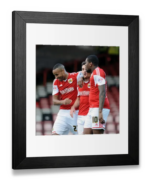 Framed Print : Bristol City Celebrates: Sam Baldock's Goal Against Tranmere Rovers, February 2014 Framed Print : Bristol City Celebrates: Sam Baldock's Goal Against Tranmere Rovers, February 2014