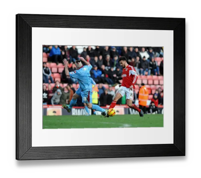 Framed Print : Marlon Pack Takes On Steven Jennings: Intense Moment from Bristol City vs Tranmere Rovers, Sky Bet League One