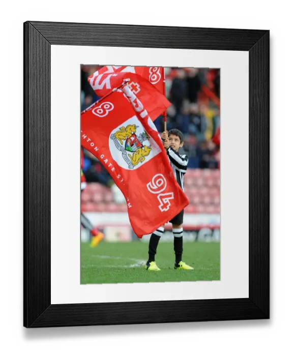 Framed Print : Flag Bearer at Ashton Gate: Bristol City vs Tranmere Rovers, Sky Bet League One Football Match (15 / 02 / 2014) Framed Print : Flag Bearer at Ashton Gate: Bristol City vs Tranmere Rovers, Sky Bet League One Football Match (15 / 02 / 2014)