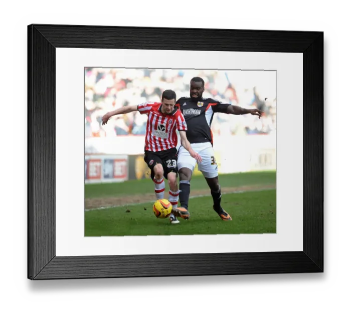 Framed Print : Bristol City's Karleigh Osborne vs Sheffield United's Jamie Murphy - Intense Battle for Possession in Sky Bet League One (Sheffield United v Bristol City, 2014) Framed Print : Bristol City's Karleigh Osborne vs Sheffield United's Jamie Murphy - Intense Battle for Possession in Sky Bet League One (Sheffield United v Bristol City, 2014)