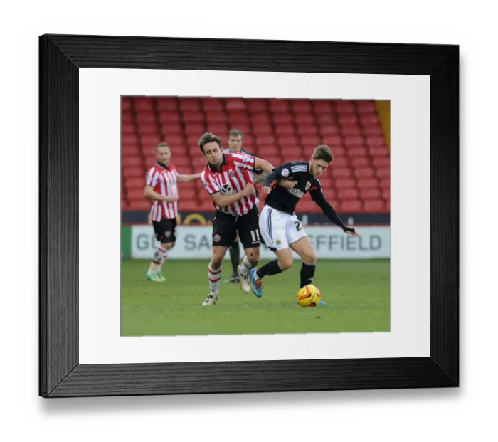 Framed Print : Baxter vs Burns: Intense Moment from Sheffield United vs Bristol City, Sky Bet League One (February 2014) Framed Print : Baxter vs Burns: Intense Moment from Sheffield United vs Bristol City, Sky Bet League One (February 2014)