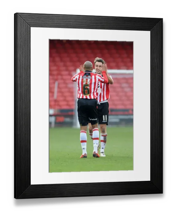 Framed Print : Celebrating Against Former Team: Sheffield United's Matthew Hill and Jose Baxter Rejoice in Goal vs. Bristol City Framed Print : Celebrating Against Former Team: Sheffield United's Matthew Hill and Jose Baxter Rejoice in Goal vs. Bristol City