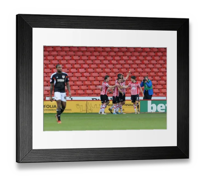 Framed Print : Sheffield United Celebrate Jose Baxter's Goal Against Bristol City, 2014 Framed Print : Sheffield United Celebrate Jose Baxter's Goal Against Bristol City, 2014