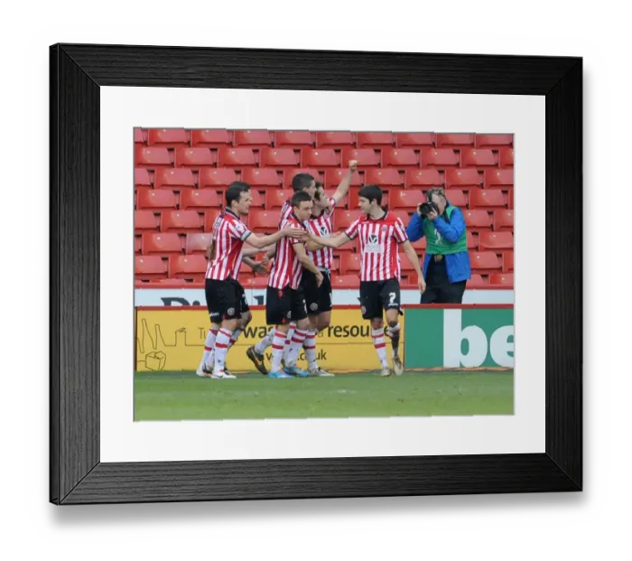 Framed Print : Jose Baxter's Goal Celebration: Sheffield United's Victory Over Bristol City (February 22, 2014)