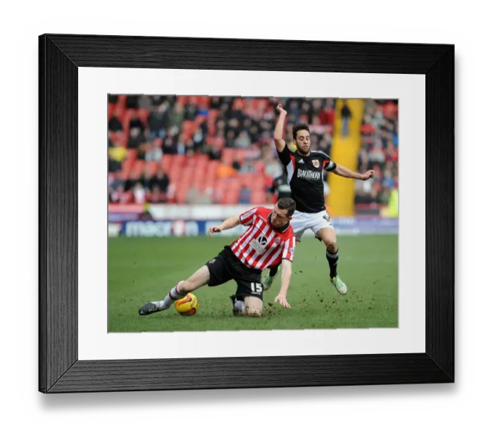 Framed Print : Intense Rivalry: Sam Baldock vs. Neil Collins - A Football Showdown in Sky Bet League One (February 2014)