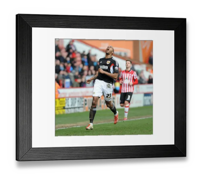 Framed Print : Tyrone Barnett's Frustration: Sheffield United vs. Bristol City, 2014