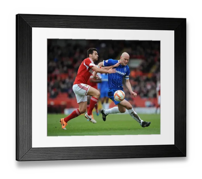 Framed Print : Bristol City vs Gillingham: Intense Moment Between Sam Baldock and Adam Barrett