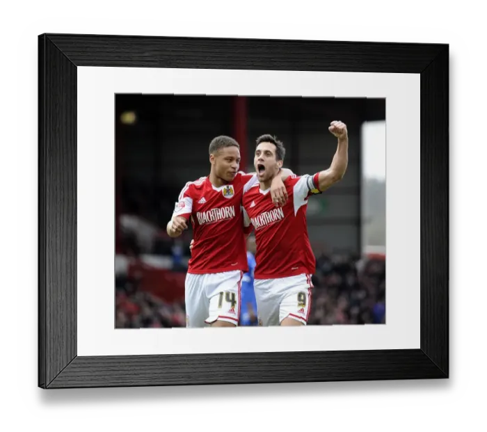 Framed Print : Baldock and Reid's Thrilling Goal Celebration: A Moment to Remember for Bristol City (2014) Framed Print : Baldock and Reid's Thrilling Goal Celebration: A Moment to Remember for Bristol City (2014)