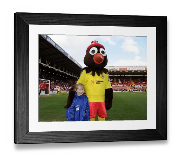 Framed Print : Bristol City's Scrumpy the Mascot Delights Young Fans at Ashton Gate during Bristol City v Gillingham Match, March 2014 Framed Print : Bristol City's Scrumpy the Mascot Delights Young Fans at Ashton Gate during Bristol City v Gillingham Match, March 2014