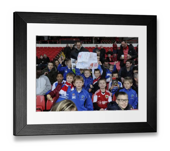 Framed Print : Young Fans Home-Made Signs: Bristol City vs. Gillingham, 01-03-2014 Framed Print : Young Fans Home-Made Signs: Bristol City vs. Gillingham, 01-03-2014