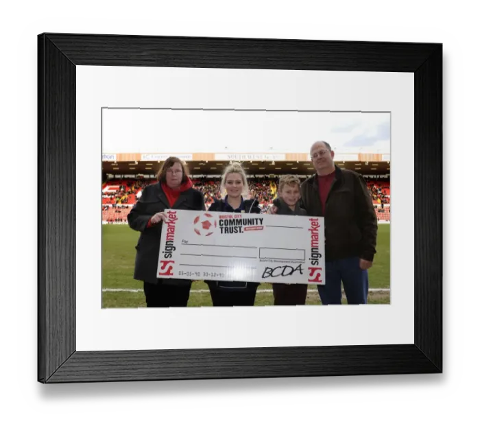 Framed Print : Half Time at Ashton Gate: 50 / 50 Raffle Winner Announced during Bristol City vs. Gillingham Match, League One Football Game Framed Print : Half Time at Ashton Gate: 50 / 50 Raffle Winner Announced during Bristol City vs. Gillingham Match, League One Football Game