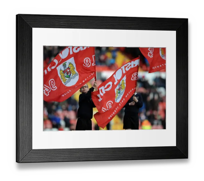 Framed Print : Bristol City Flag Bearers at Ashton Gate - Sky Bet League One: Bristol City vs Gillingham (March 1st, 2014)