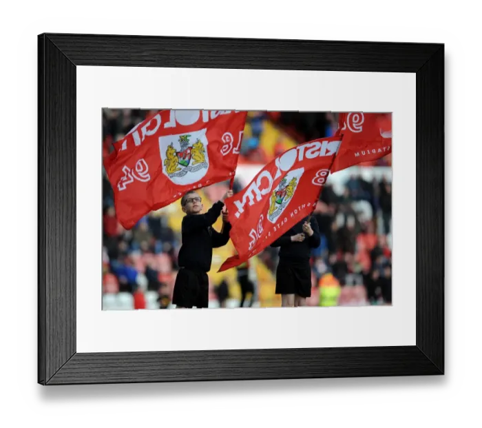 Framed Print : Bristol City Flag Bearers at Ashton Gate - Sky Bet League One Match