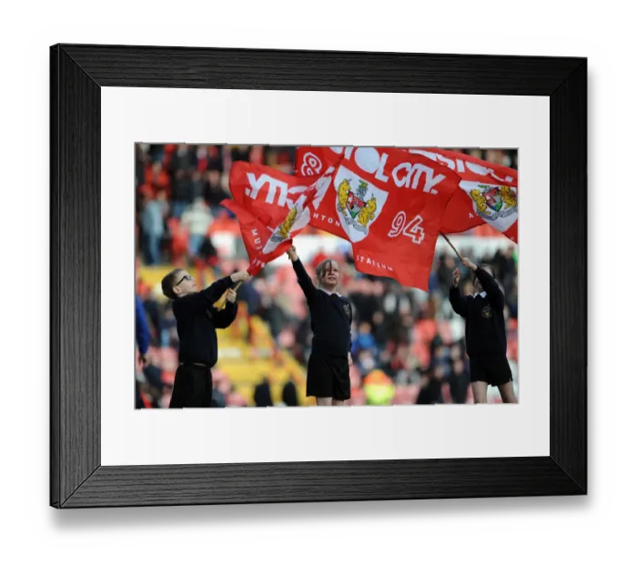 Framed Print : Bristol City Flag Bearers at Ashton Gate during Sky Bet League One Match Against Gillingham