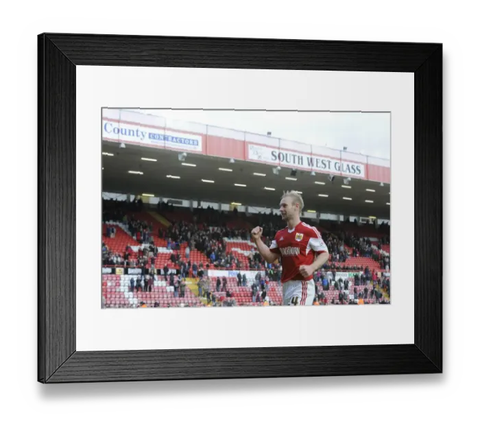 Framed Print : Bristol City's Simon Gillett: Triumphant Celebration After Win Against Gillingham (March 1, 2014) Framed Print : Bristol City's Simon Gillett: Triumphant Celebration After Win Against Gillingham (March 1, 2014)