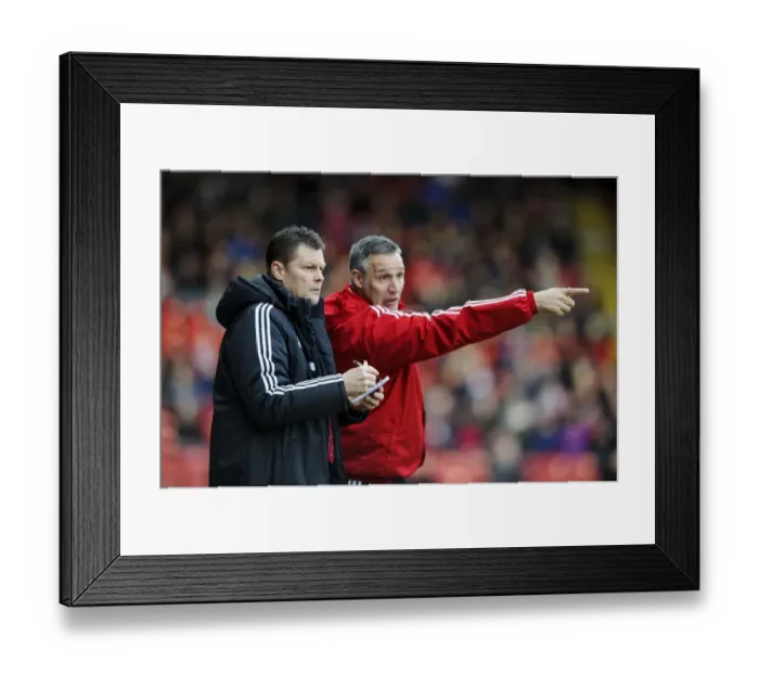Framed Print : Bristol City Manager Steve Cotterill Consulting with Assistant John Pemberton During Match against Gillingham, Sky Bet League One, 2014