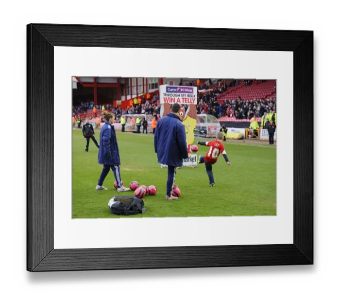Framed Print : Bristol City Football Club: Half Time Competition Involving Children During Bristol City vs Gillingham Match, Ashton Gate Stadium