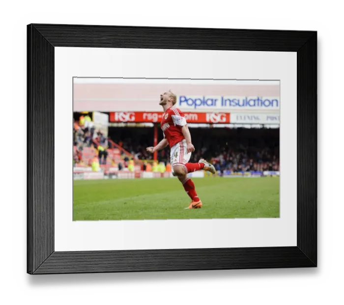Framed Print : Bristol City's Simon Gillett Scores Thrilling Goal Against Gillingham in Sky Bet League One Framed Print : Bristol City's Simon Gillett Scores Thrilling Goal Against Gillingham in Sky Bet League One