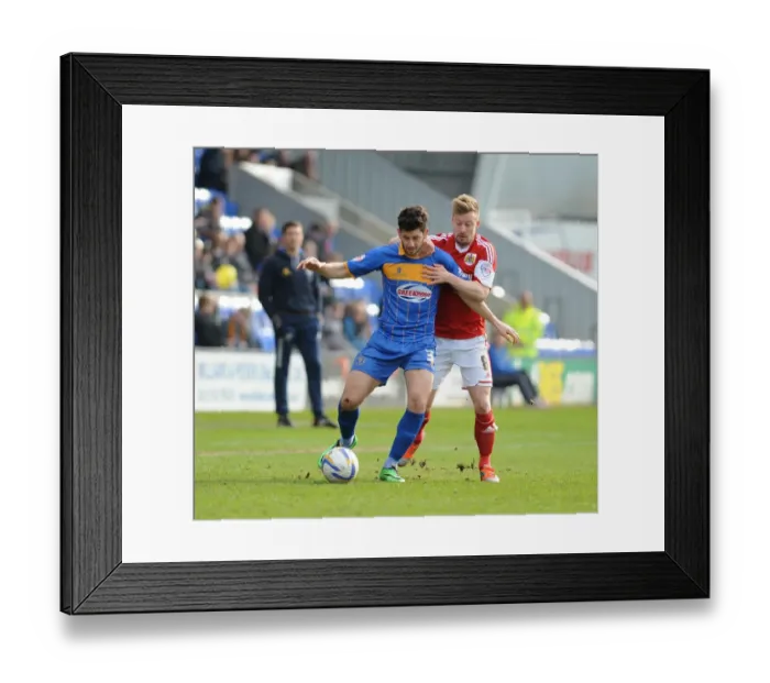 Framed Print : Wade Elliott vs Joe Jacobson: Intense Battle in Shrewsbury Town vs Bristol City Football Match, Sky Bet League One Framed Print : Wade Elliott vs Joe Jacobson: Intense Battle in Shrewsbury Town vs Bristol City Football Match, Sky Bet League One